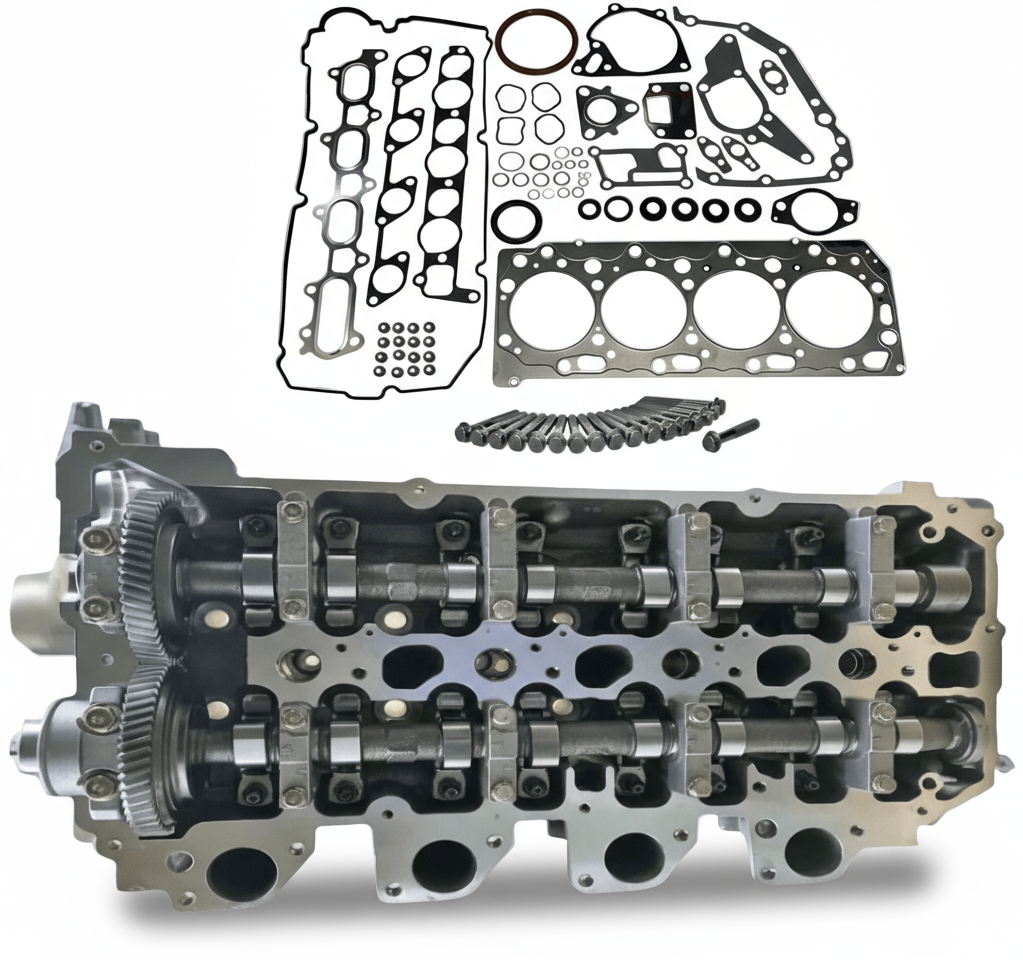 Complete 4D56Di-T cylinder head assembly - front view showing valves and camshaft for Mitsubishi Triton Challenger diesel engine"