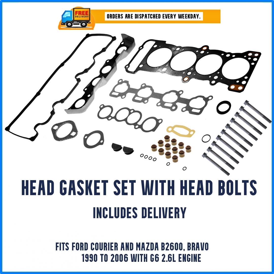 Mazda B2600 Cylinder Head Gasket Set with Bolts - New Cylinder Heads