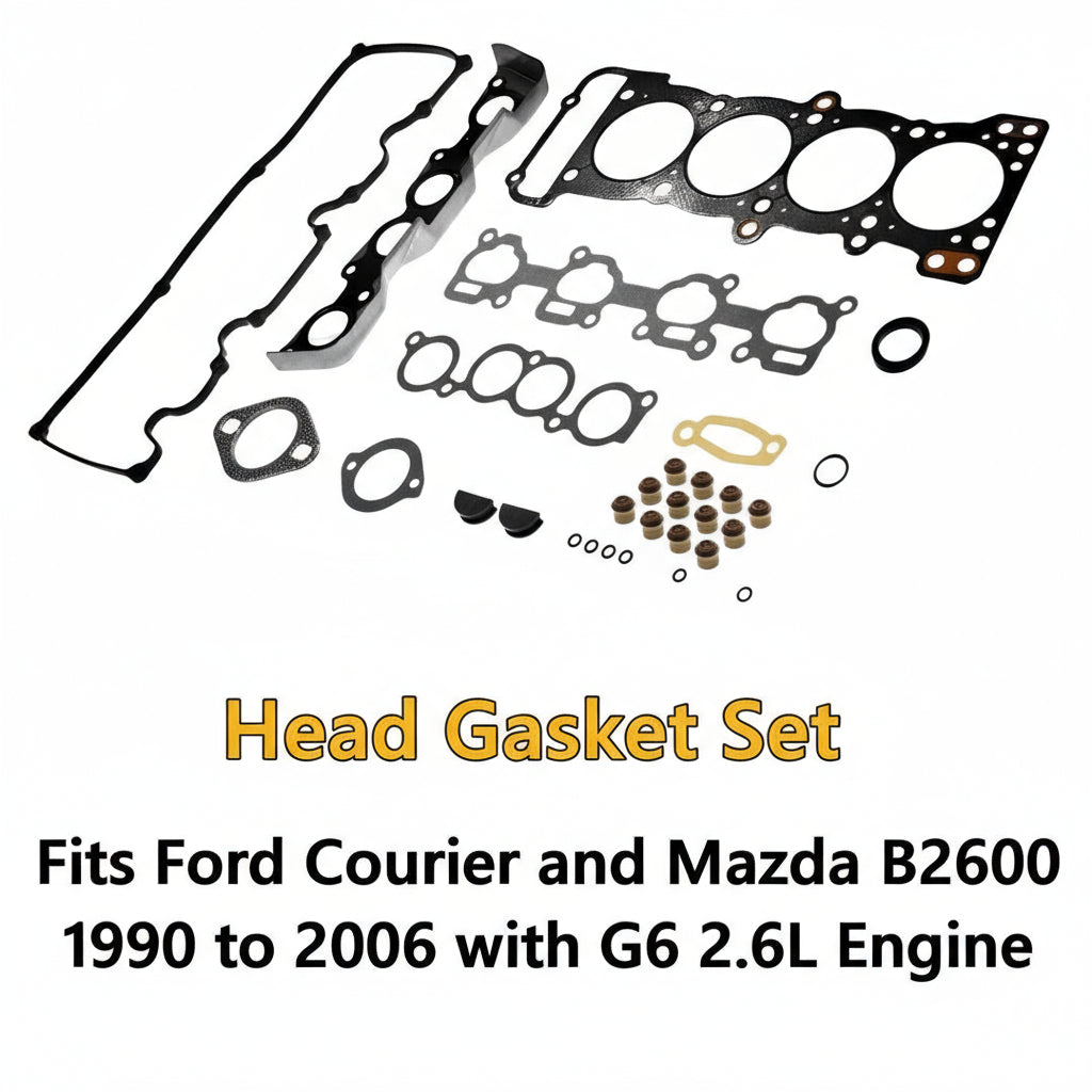 Head gasket set with text indicating compatibility for Ford Courier and Mazda B2600 engines.
