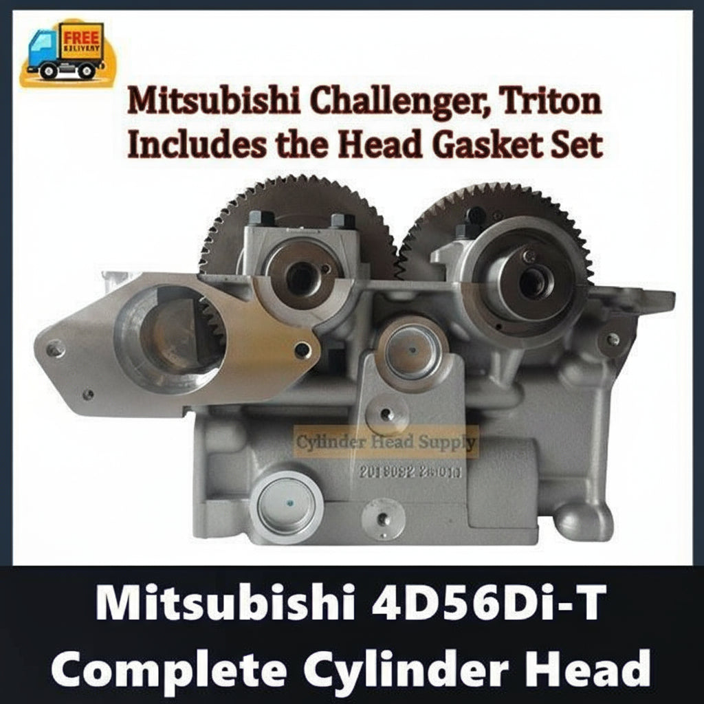 Complete cylinder head assembly 4D56Di-T - top view with camshaft and rocker arms for Mitsubishi diesel