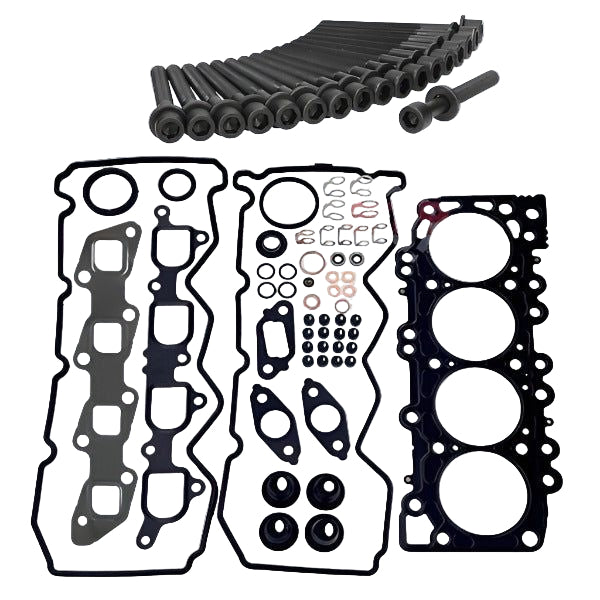 YD25 gasket set showing individual gaskets and head bolts