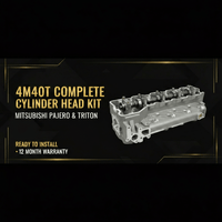 4M40T complete cylinder head kit for Mitsubishi vehicles on a black background with gold text.