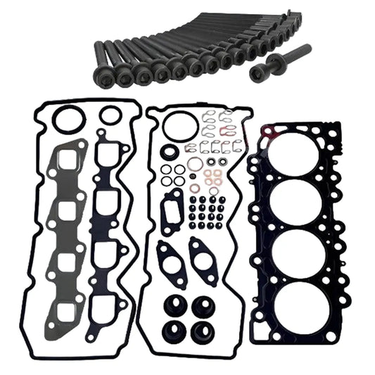 YD25 gasket set showing individual gaskets and head bolts