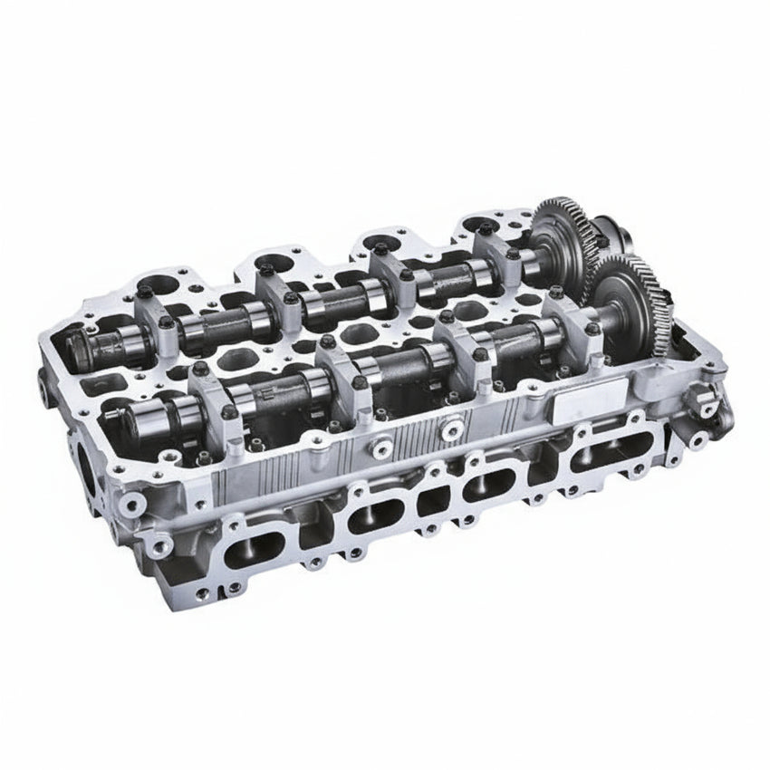 4D56Di-T cylinder head assembly - side angle view with rockers and valve springs for Mitsubishi diesel engine